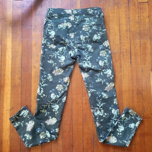 Green Floral Print Jeans, sz 6 - Picture 5 of 8